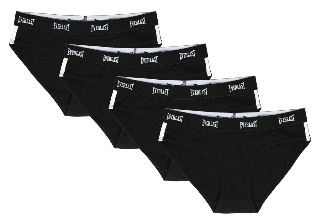 Everlast™ Women's Bikini Briefs 4-Pack - All Black