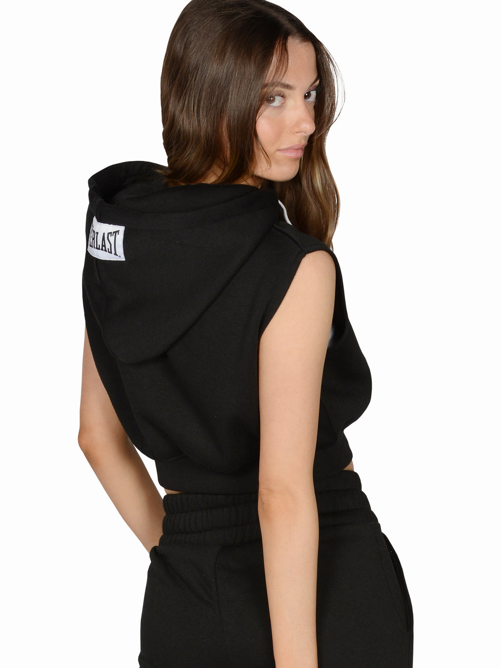 Everlast™ Women's Cropped Sleeveless Hoodie - Black Back Cropped
