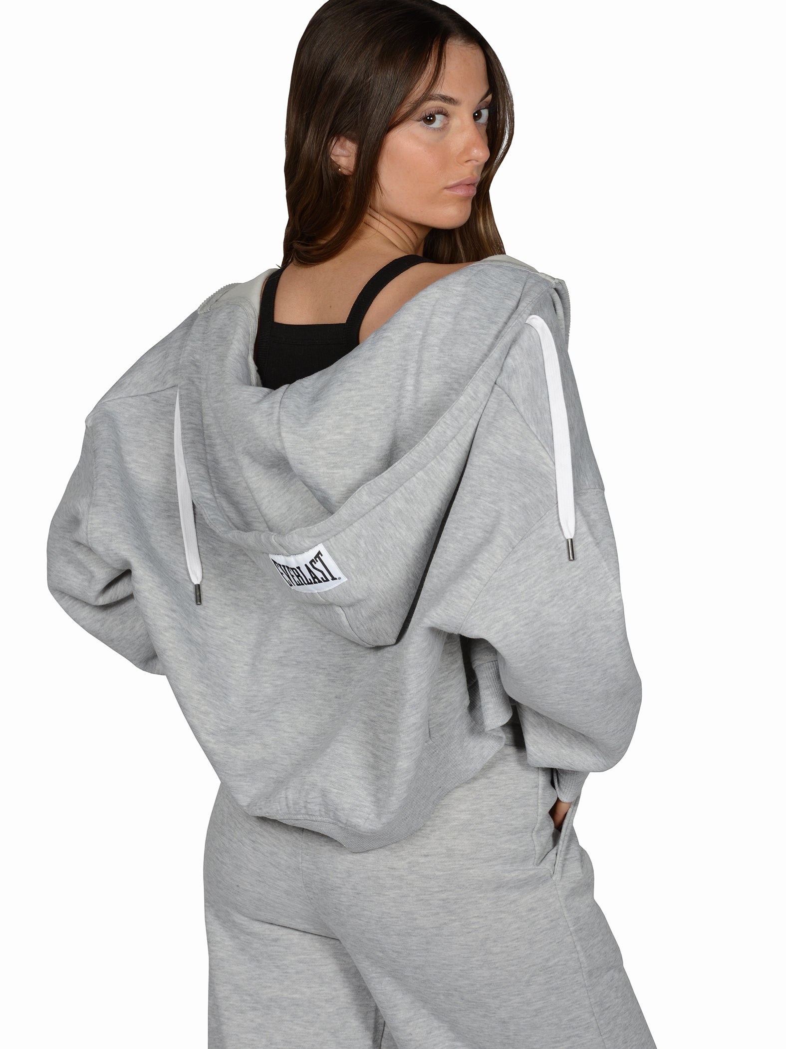 Everlast™ Women's Cropped Zip-Up Hoodie - Grey Back