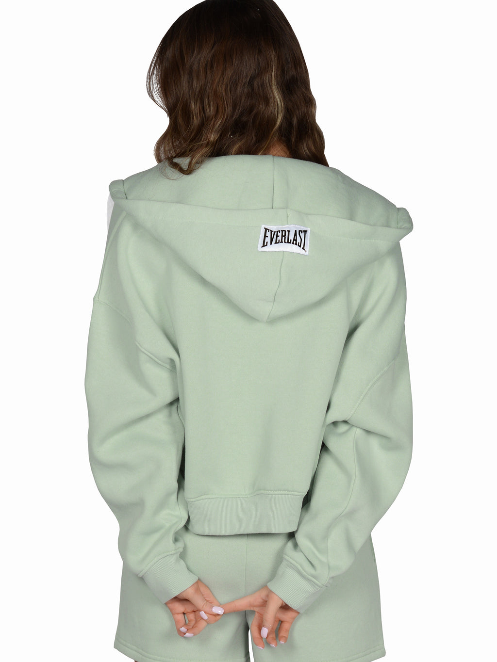 Everlast™ Women's Cropped Zip-Up Hoodie - Pale Sage Back