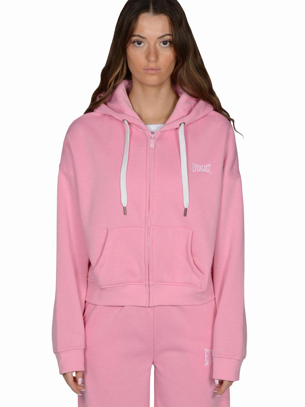 Everlast™ Women's Cropped Zip-Up Hoodie - Pink Front