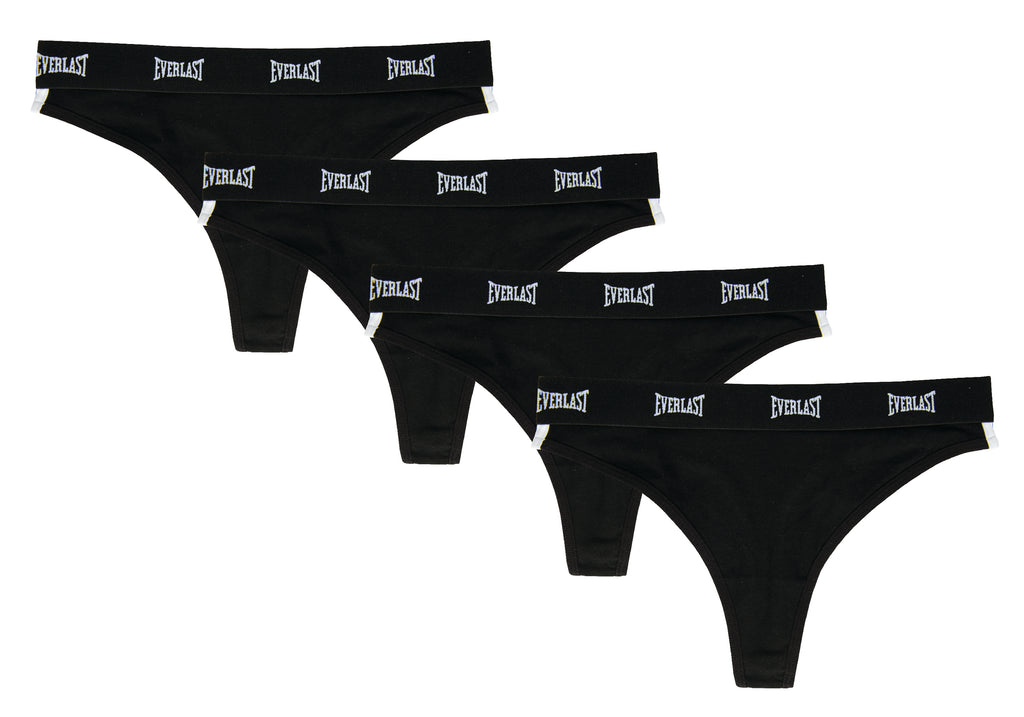 Everlast™ Women's Thongs 4-Pack - All Black