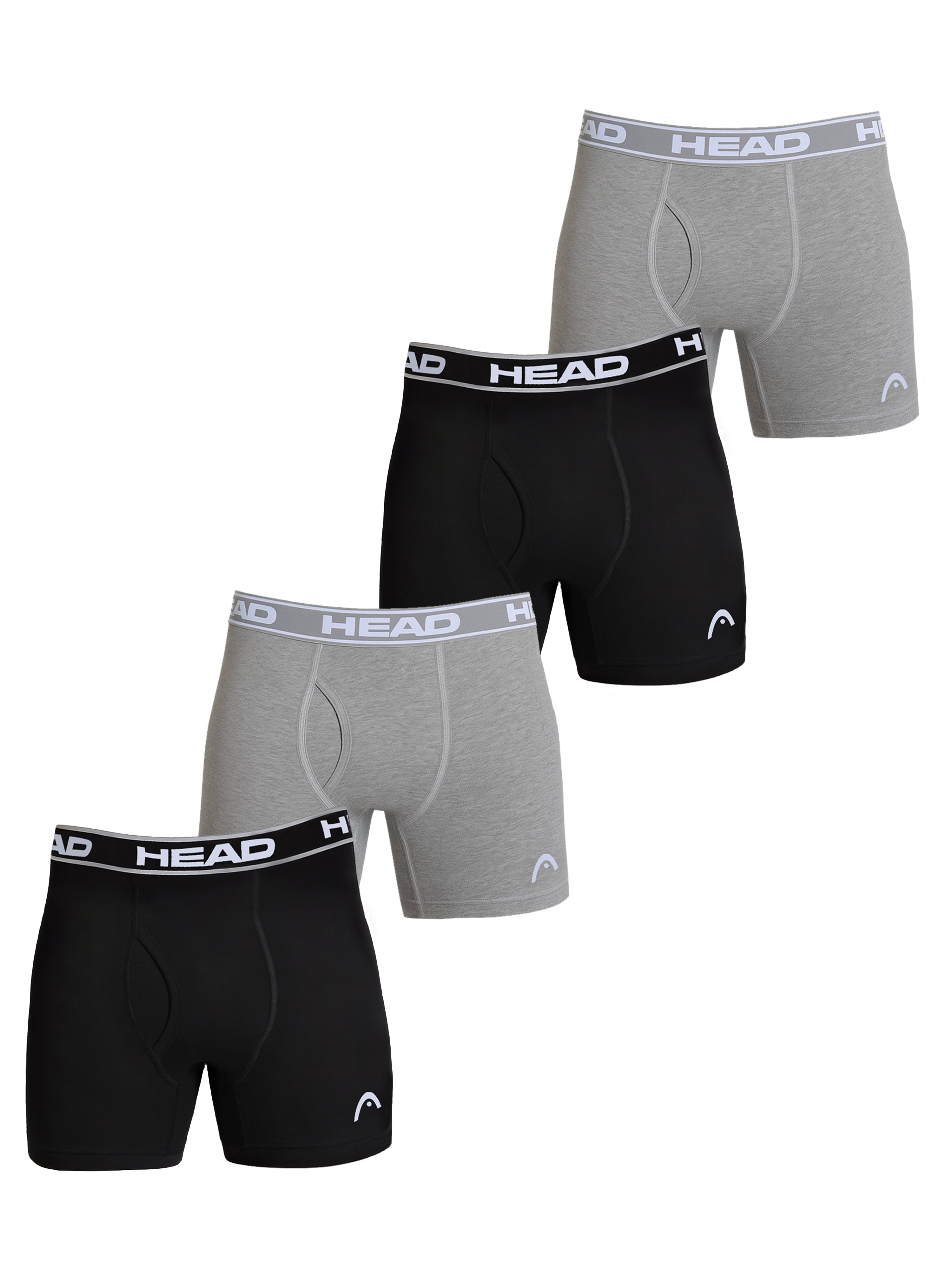 Head™ Men's Cotton Boxer Brief 4-Pack - Black and Grey Combo