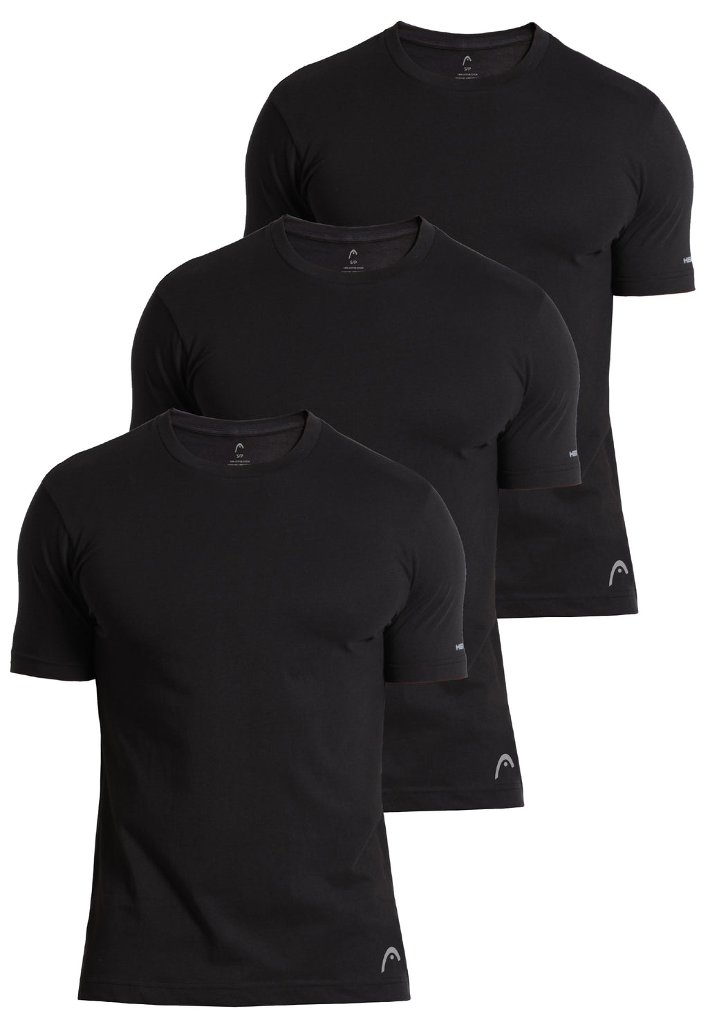 Head™ Men's Crew T-Shirts 3-Pack - All Black